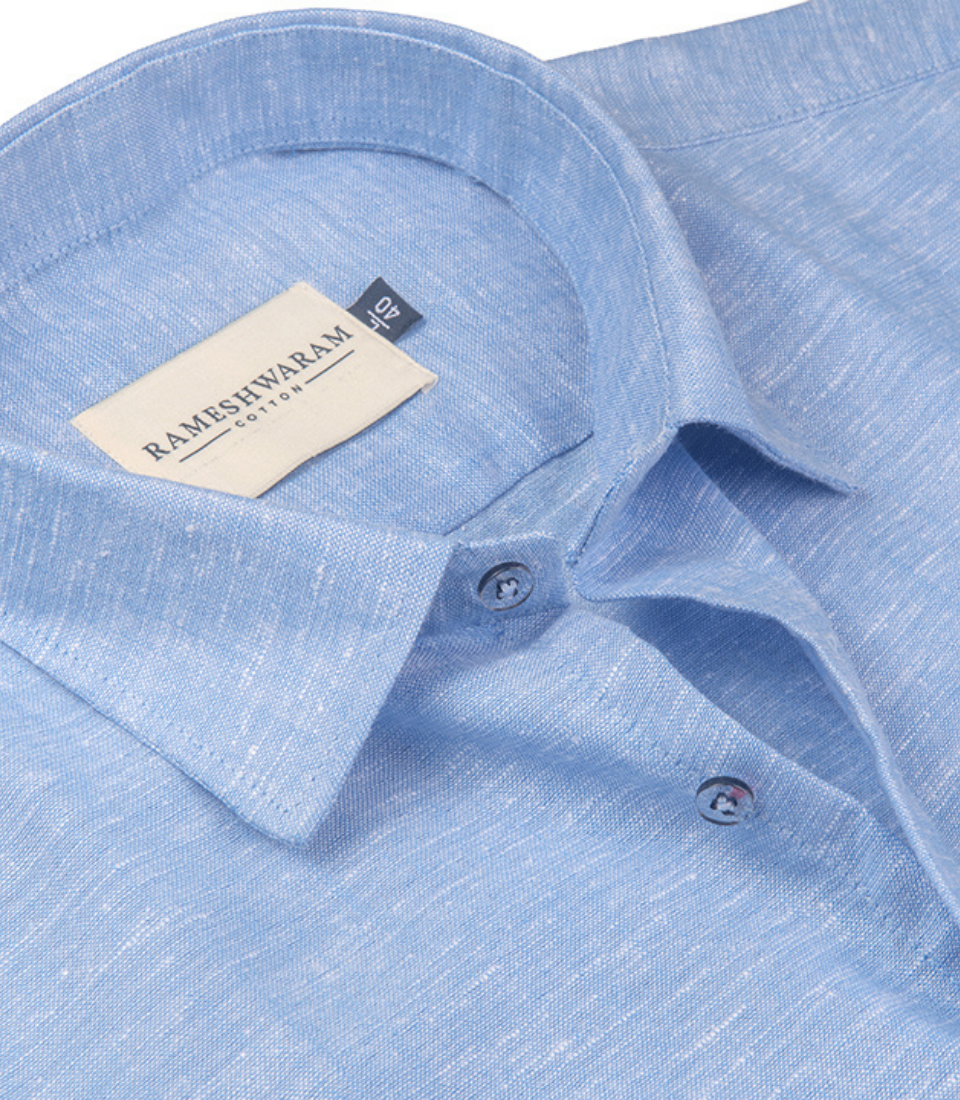 Velmora Luxurious Linen Ice Blue Shirt For Men