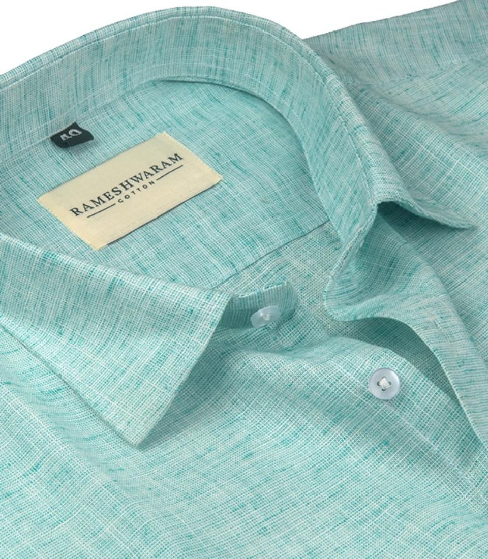 Pescora Italian Linen Seafoam Green For Men Shirt