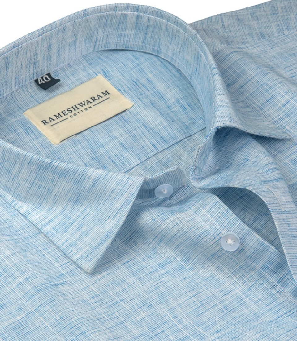 Pescora Italian Linen Frast Blue For Men Shirt