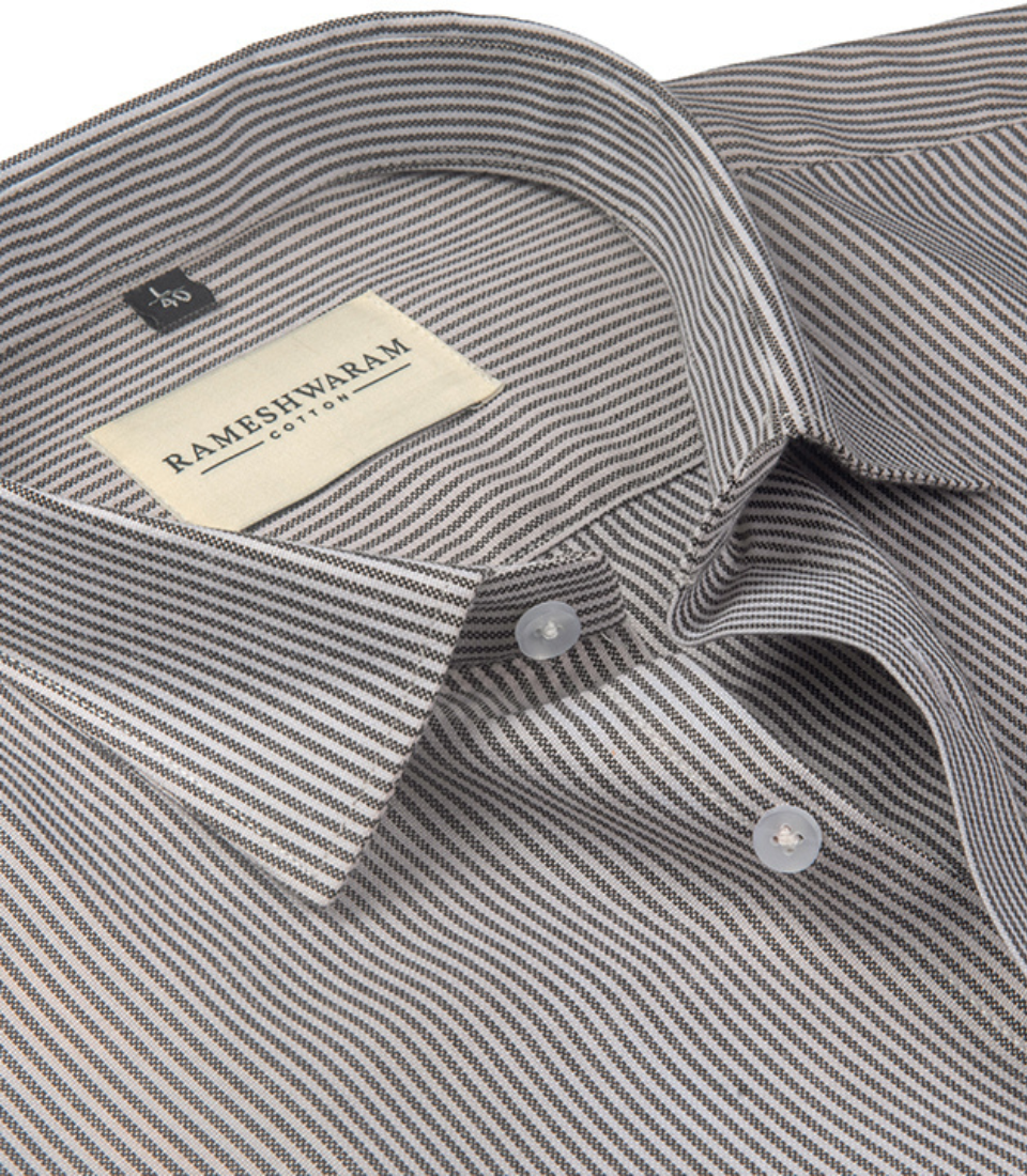 Corporate 100% Luxury Cotton Brown Micro-Stripe Men Shirt