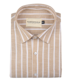 Positano Luxurious Tan Vertical-stripe For Men Shirt