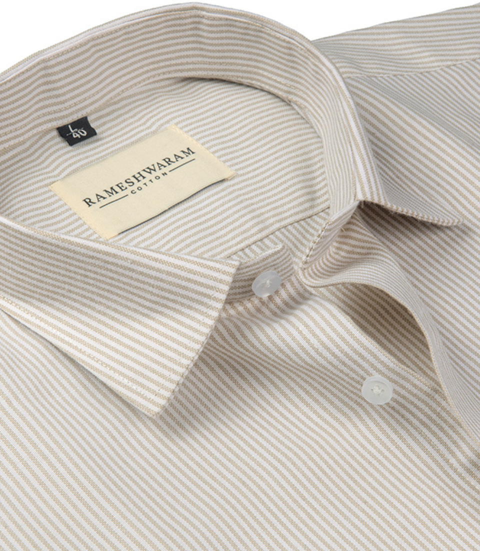 Corporate 100% Luxury Cotton Light Yellow Lining Formal For Men Shirt