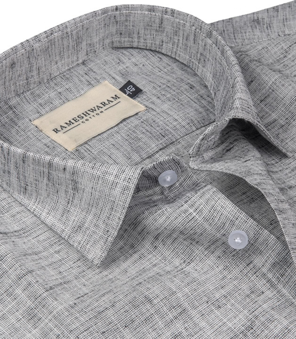 Pescora Italian Linen Ask Grey For Men Shirt