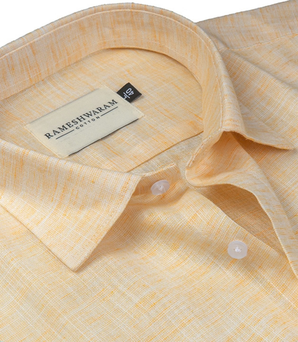 Pescora Italian Linen Concrete Yellow Texture For Men Shirt