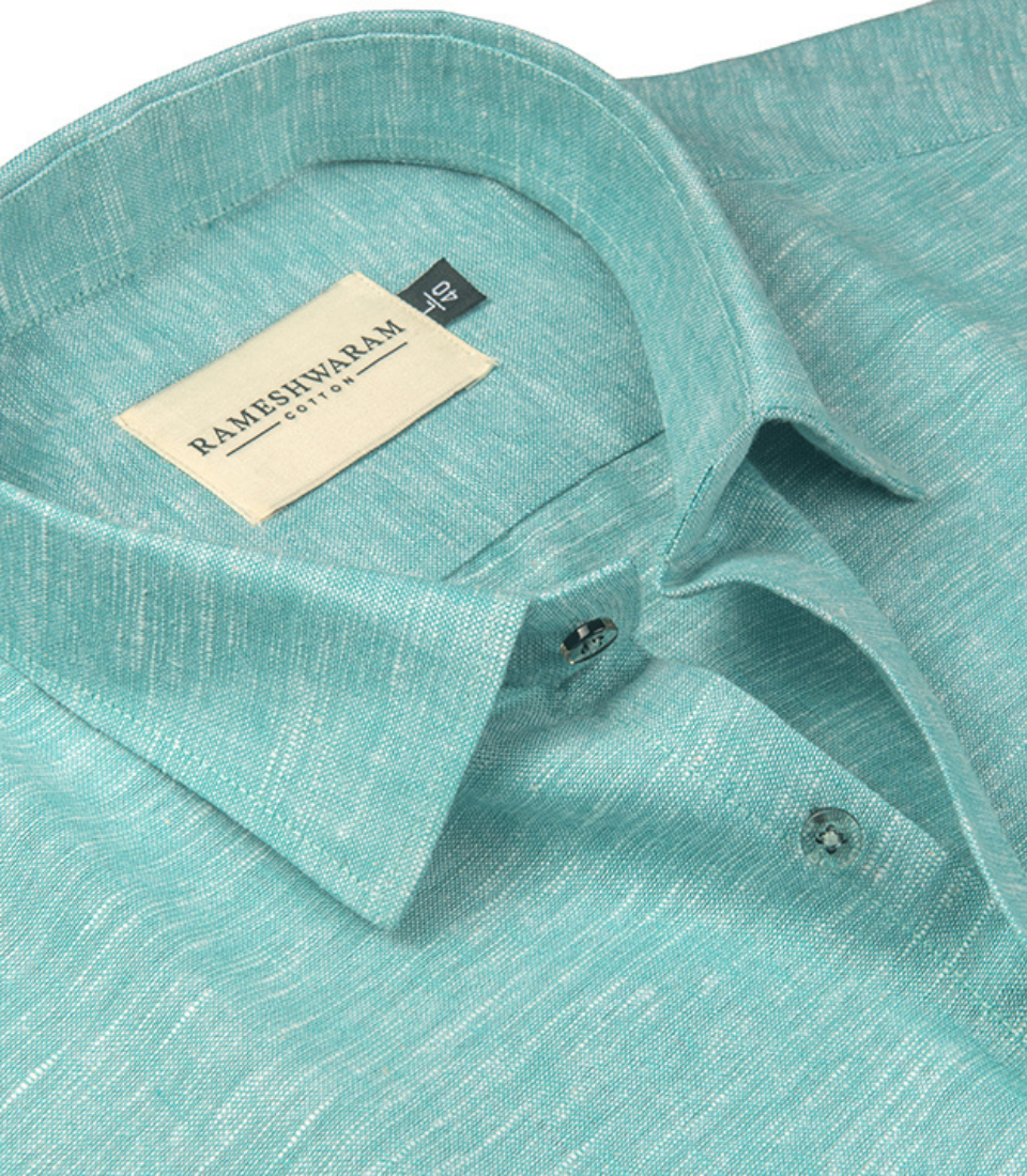 Velmora Luxurious Linen Seafoam Green For Men Shirt