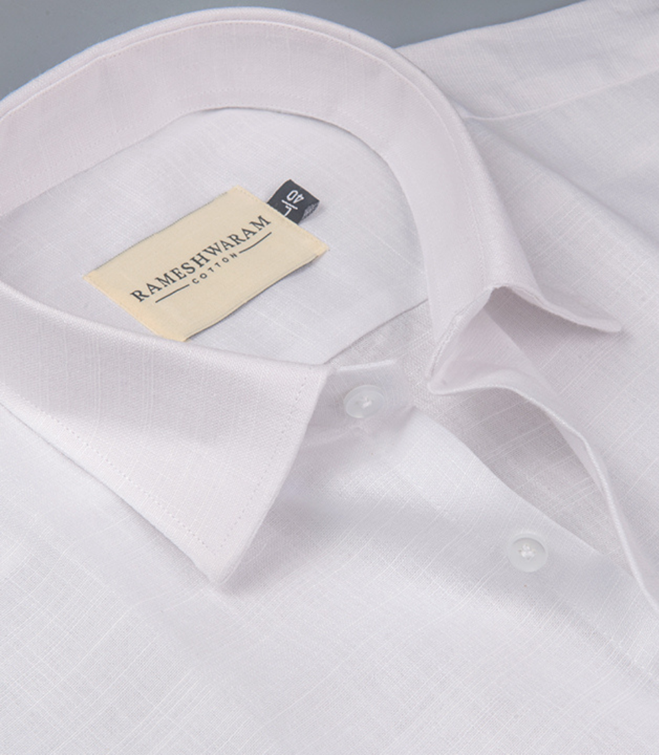 Luxurious Italian Linen White Oxford For Men Shirt