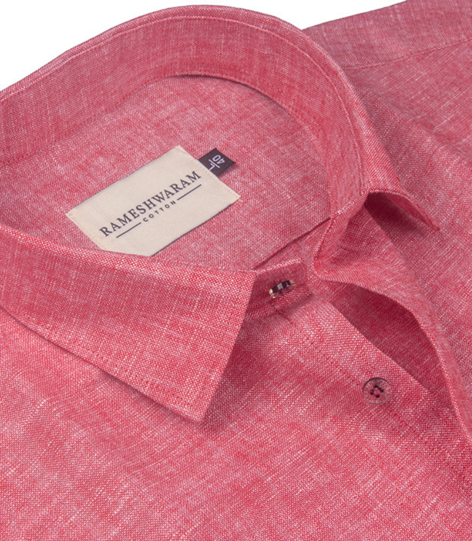 Velmora Luxurious Linen Heather Red For Men Shirt