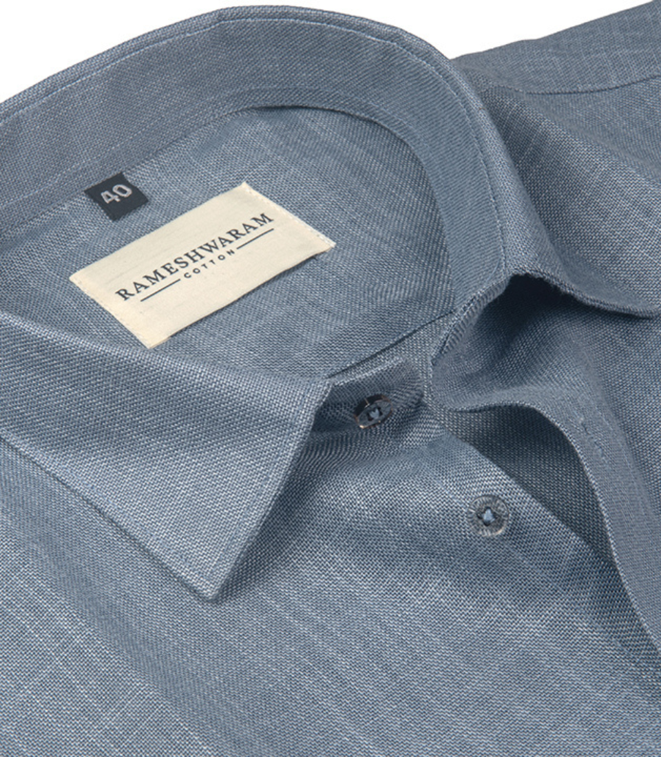 Cotton Linen Blend Spelled Gray For Men Shirt