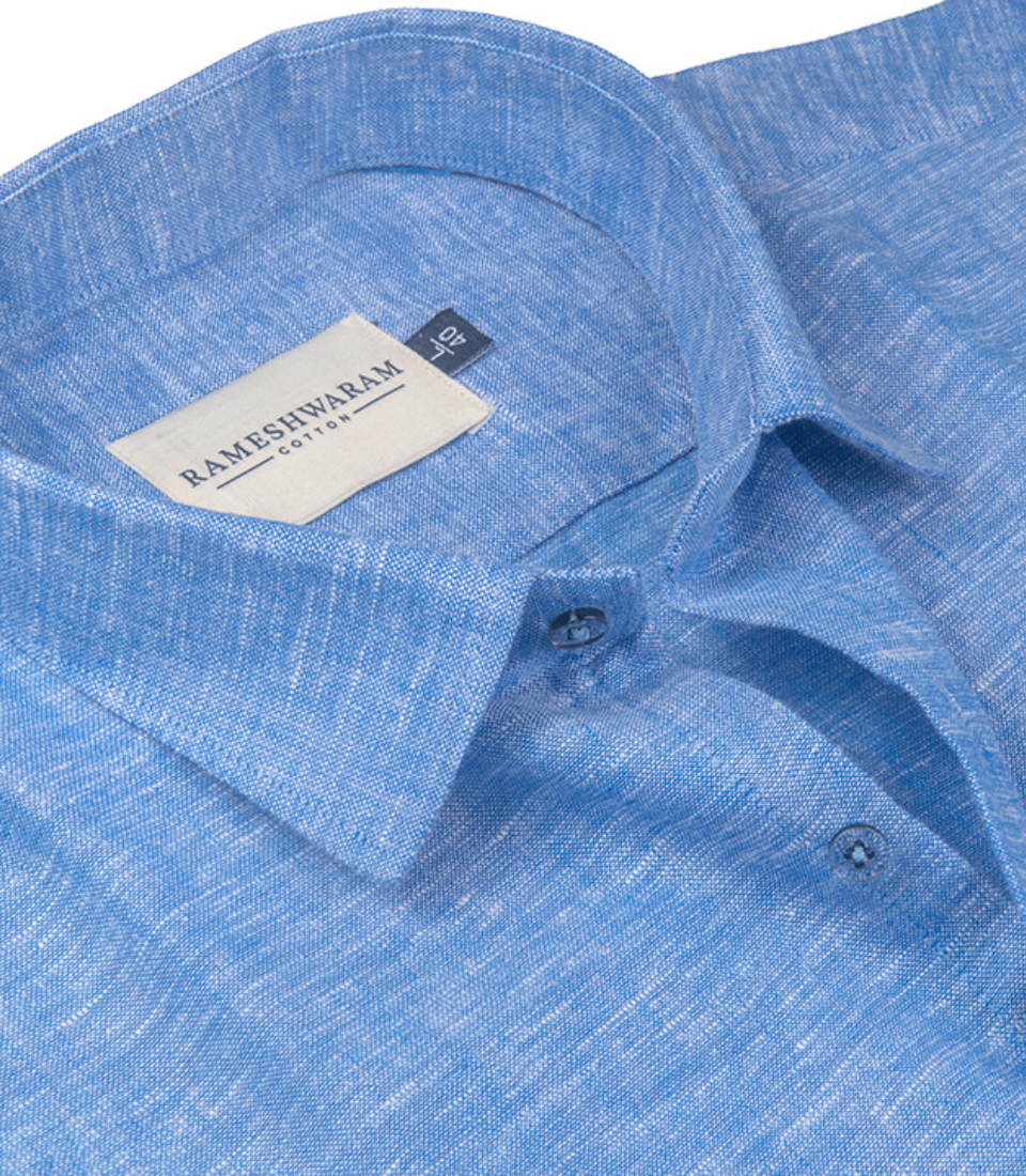 Velmora Luxurious Linen Vibrant Blue Formal For Men Shirt