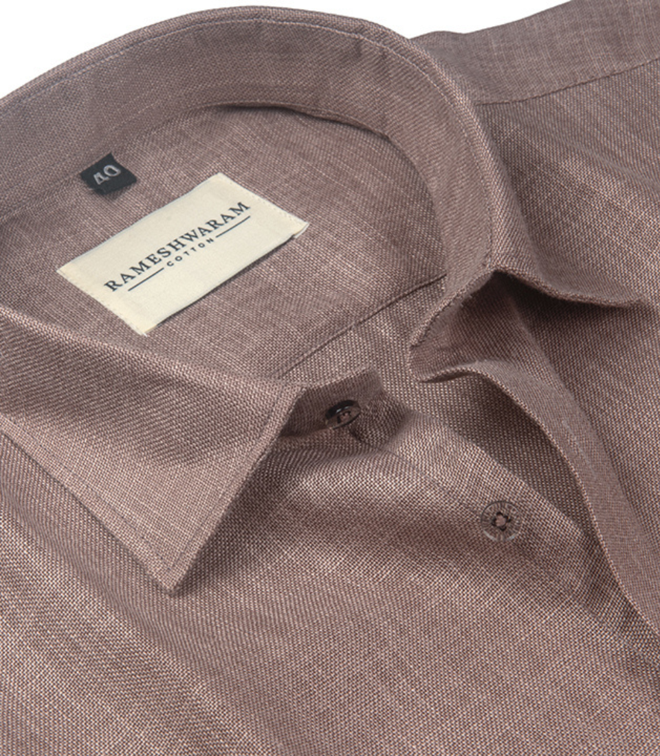 Cotton Linen Blend Light Brown Soft For Men Shirt