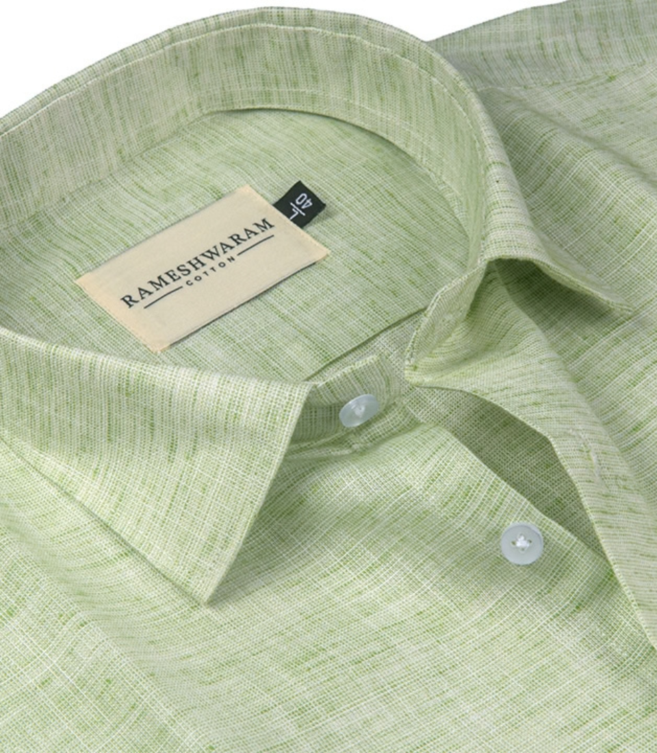 Pescora Italian Linen Green Light For Men Shirt