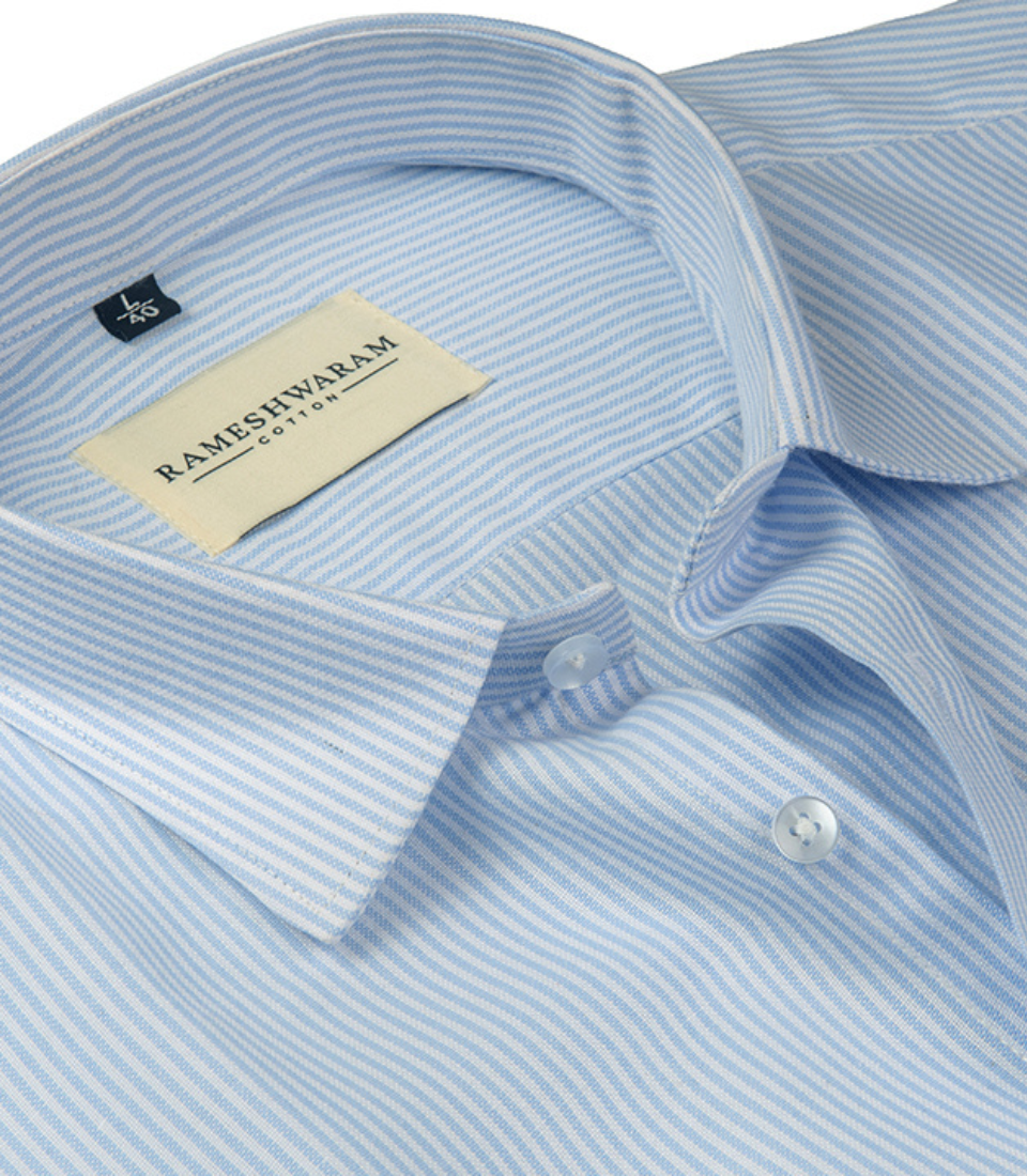 Corporate 100% Luxury Cotton Light Blue Lining Formal For Men Shirt