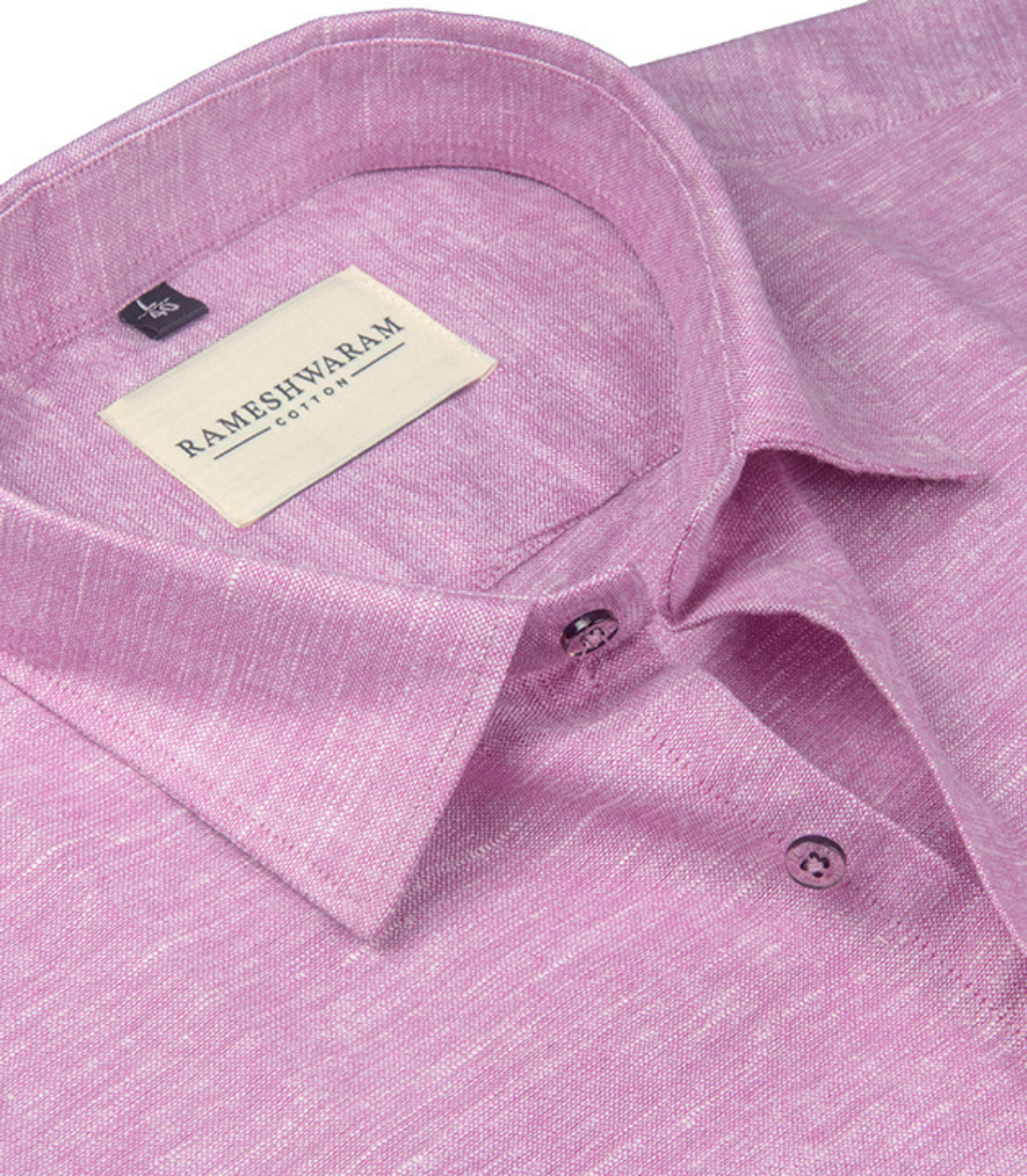 Velmora Luxurious Linen Onieon Pink For Men Shirt
