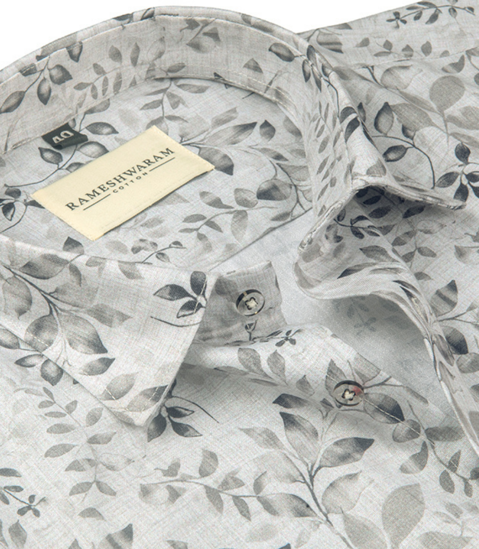 Premium Printed Cotton Gray Black For Men Shirt
