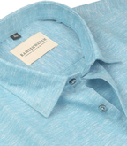 Velmora Luxurious Linen Aqua Blue For Men Shirt
