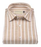 Positano Luxurious Tan Vertical-stripe For Men Shirt