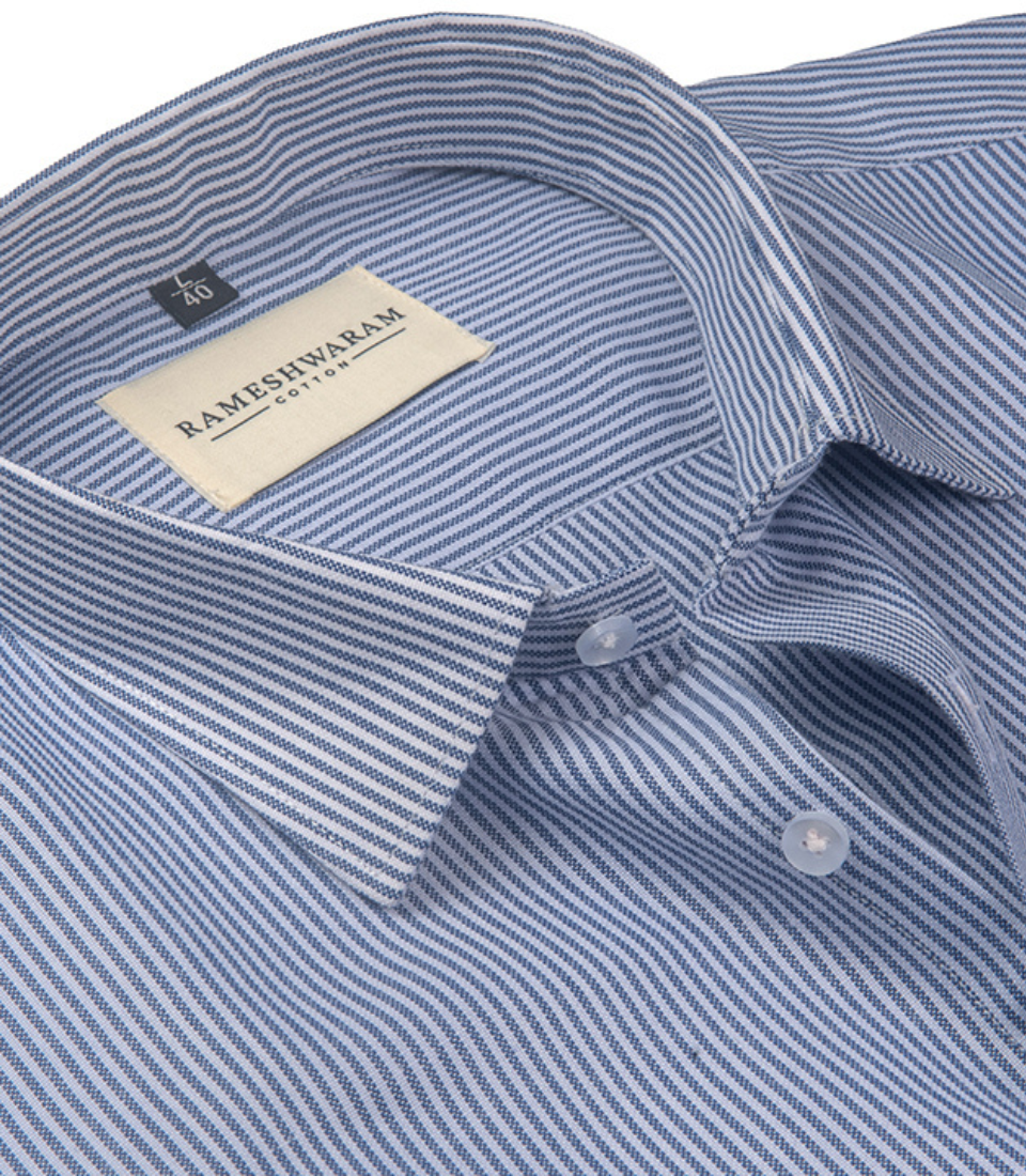 Corporate 100%  Luxury Cotton Blue-stripe For Men Shirt