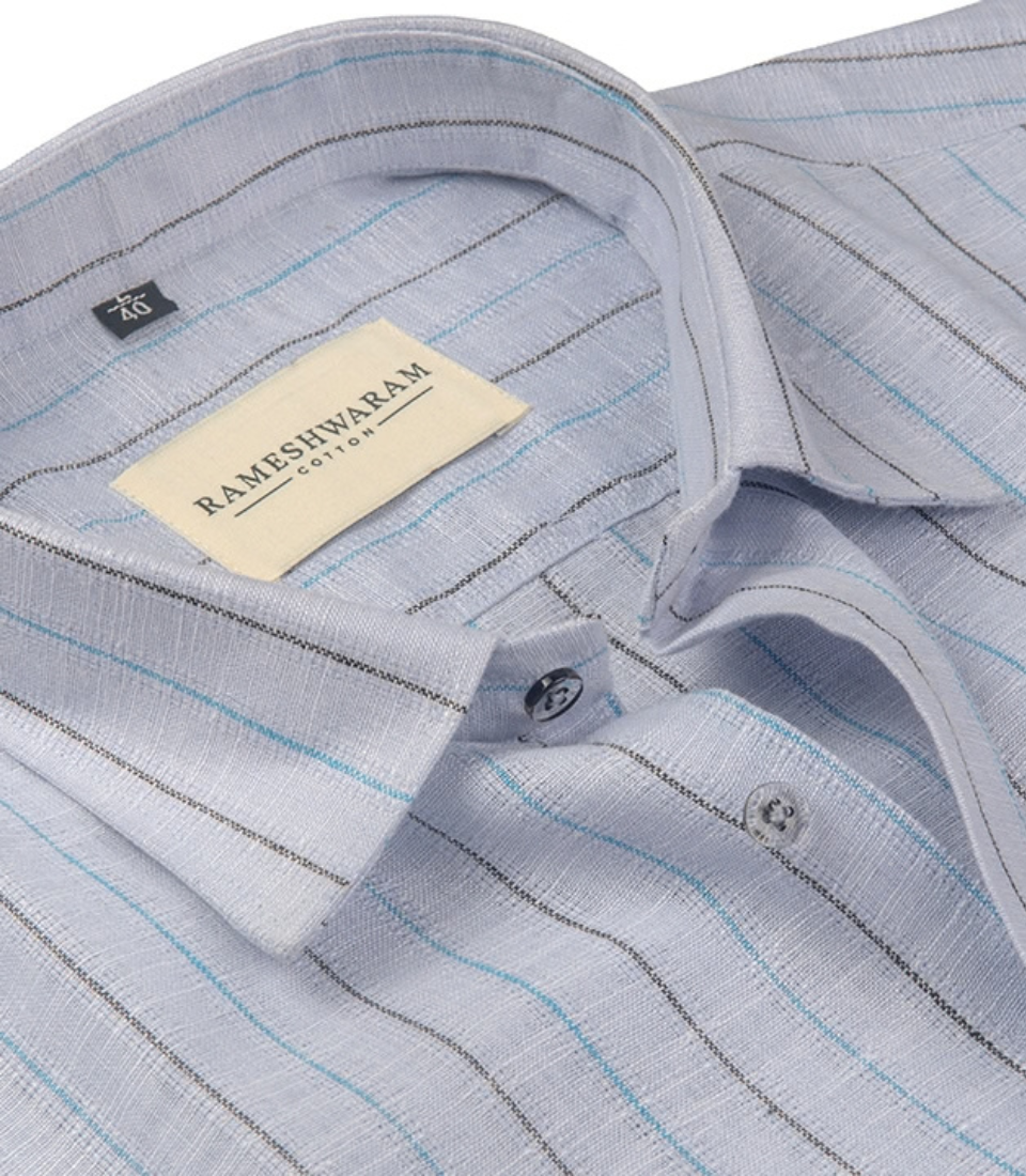 Azure Stripes Pinstripe For Men Shirt