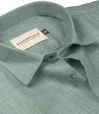 Cotton Linen Blend Moss Green For Men Shirt
