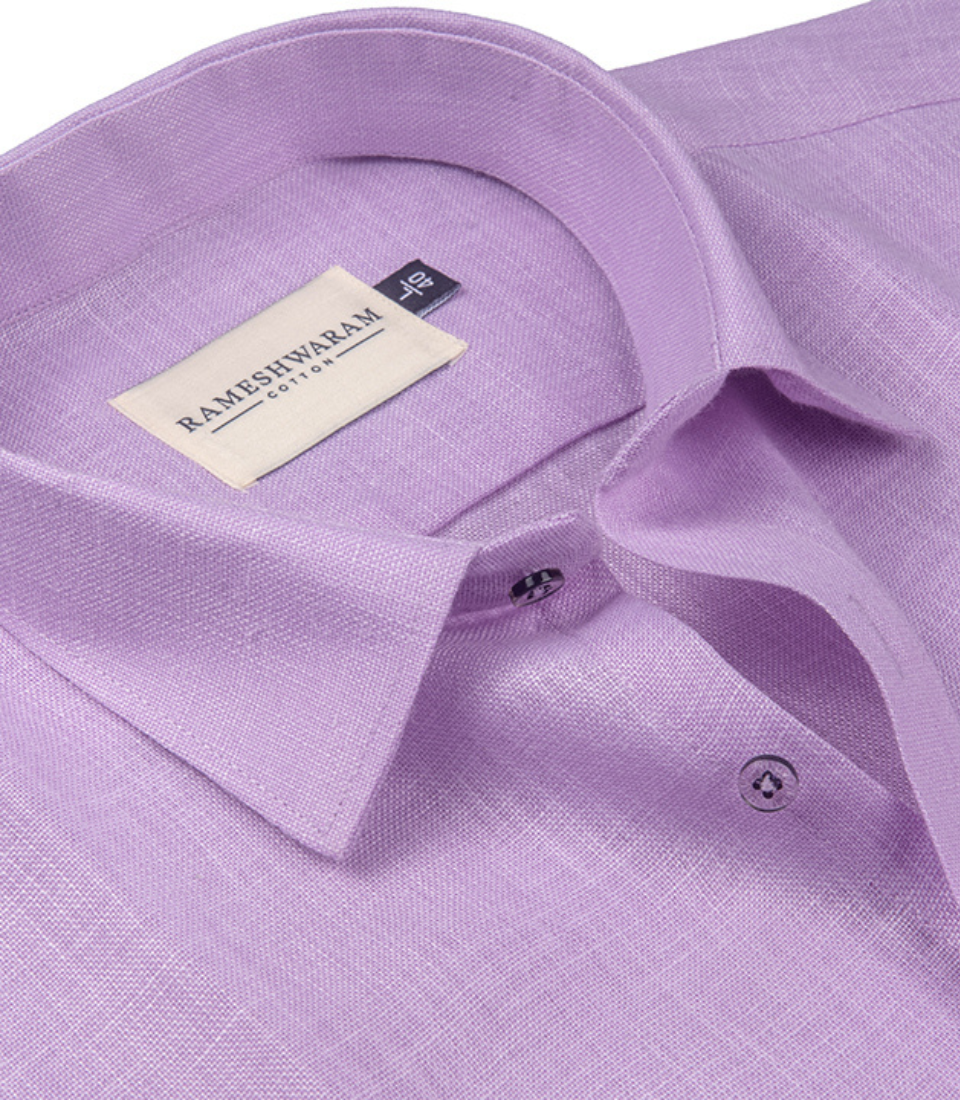 Cotton Linen Blend Light Lavender For Men Shirt