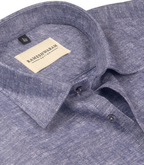 Velmora Luxurious Linen Dark Denim Blue For Men Shirt