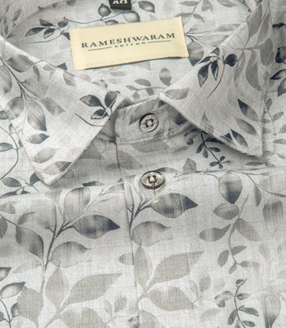 Premium Printed Cotton Gray Black For Men Shirt