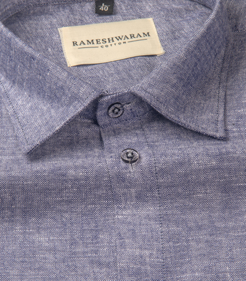 Velmora Luxurious Linen Dark Denim Blue For Men Shirt