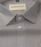 Corporate 100% Luxury Cotton Brown Micro-Stripe Men Shirt