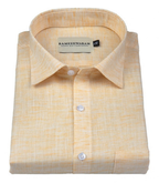 Pescora Italian Linen Concrete Yellow Texture For Men Shirt