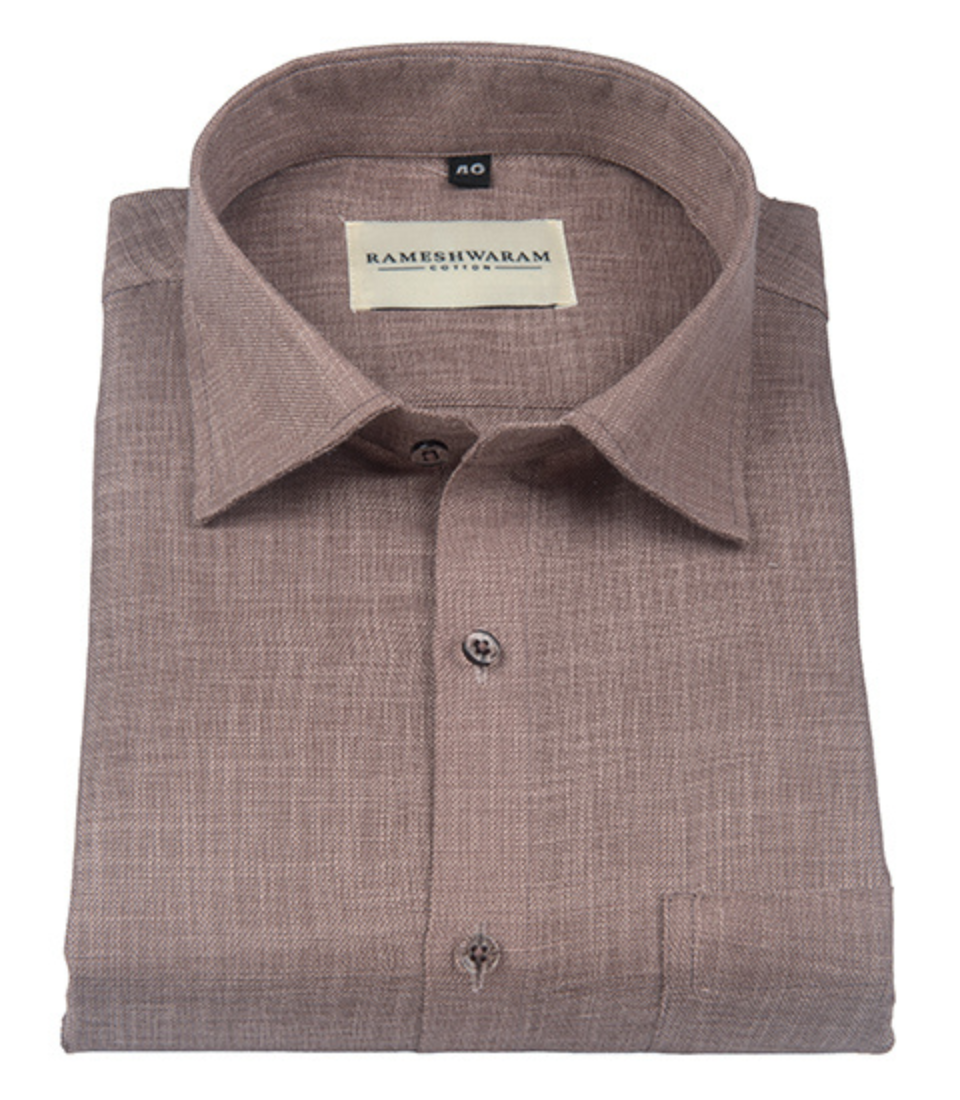 Cotton Linen Blend Light Brown Soft For Men Shirt