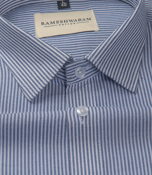 Corporate 100%  Luxury Cotton Blue-stripe For Men Shirt
