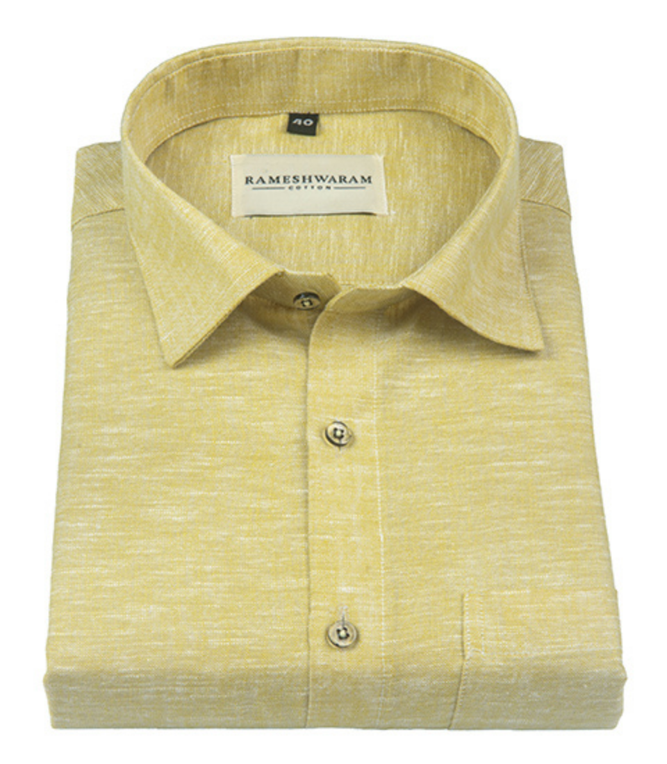Velmora Luxurious Linen Butter Yellow For Men Shirt