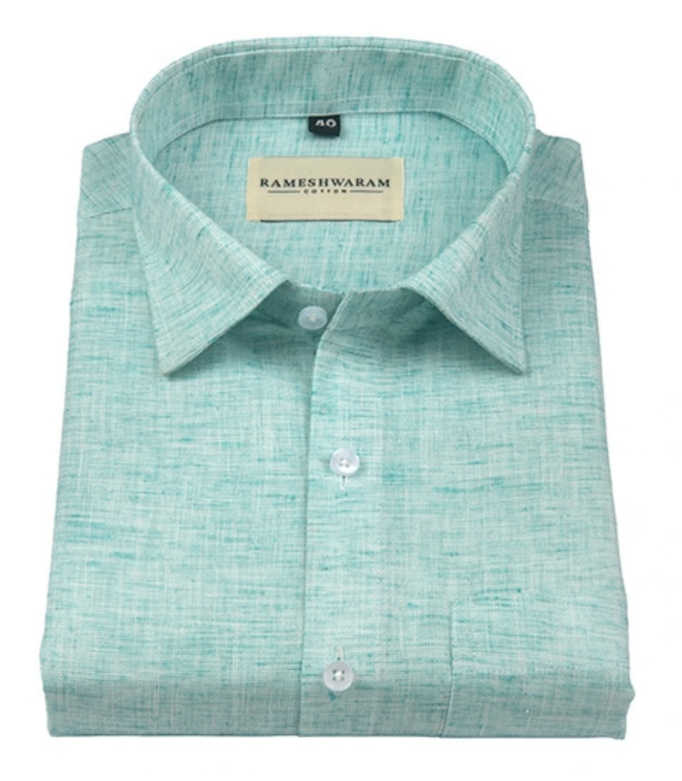 Pescora Italian Linen Seafoam Green For Men Shirt