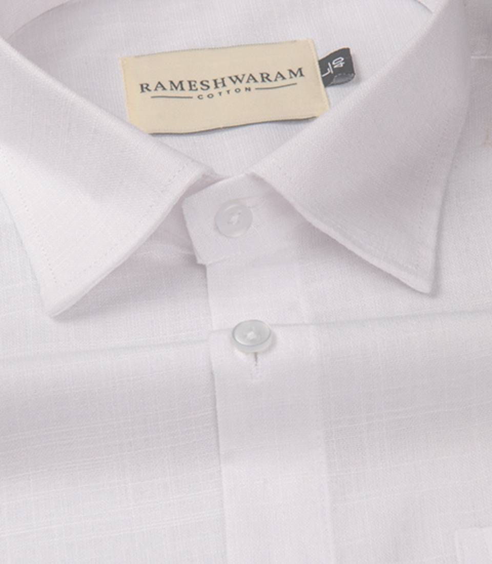 Luxurious Italian Linen White Oxford For Men Shirt