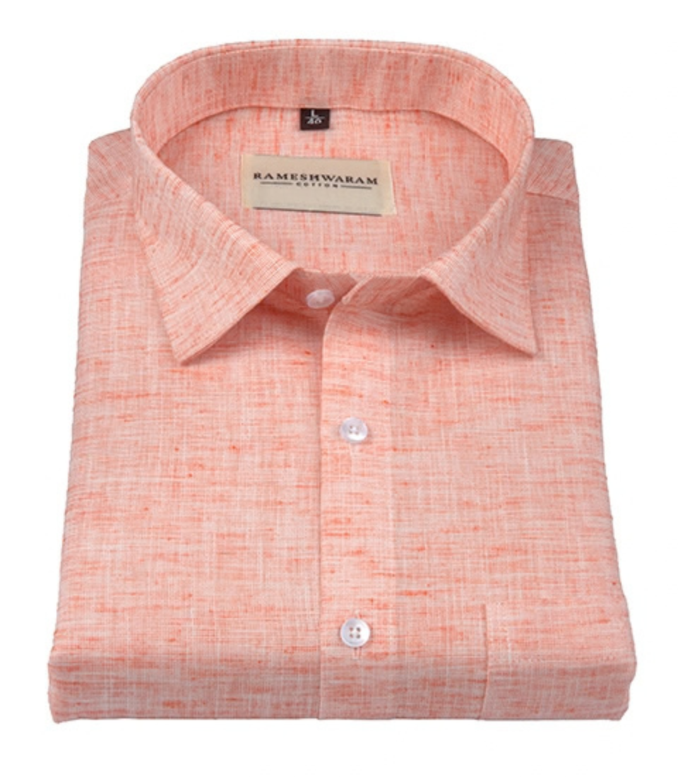 Pescora Italian Linen Salmon Peach For Men Shirt