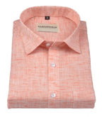 Pescora Italian Linen Salmon Peach For Men Shirt
