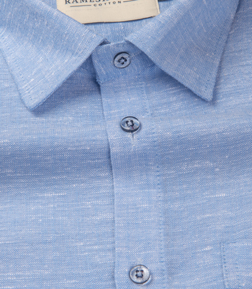 Velmora Luxurious Linen Ice Blue Shirt For Men