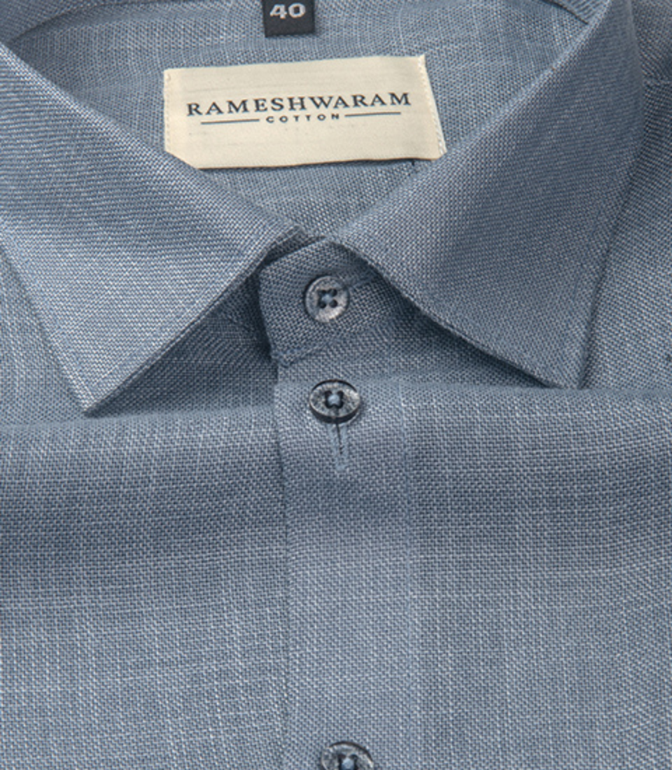 Cotton Linen Blend Spelled Gray For Men Shirt