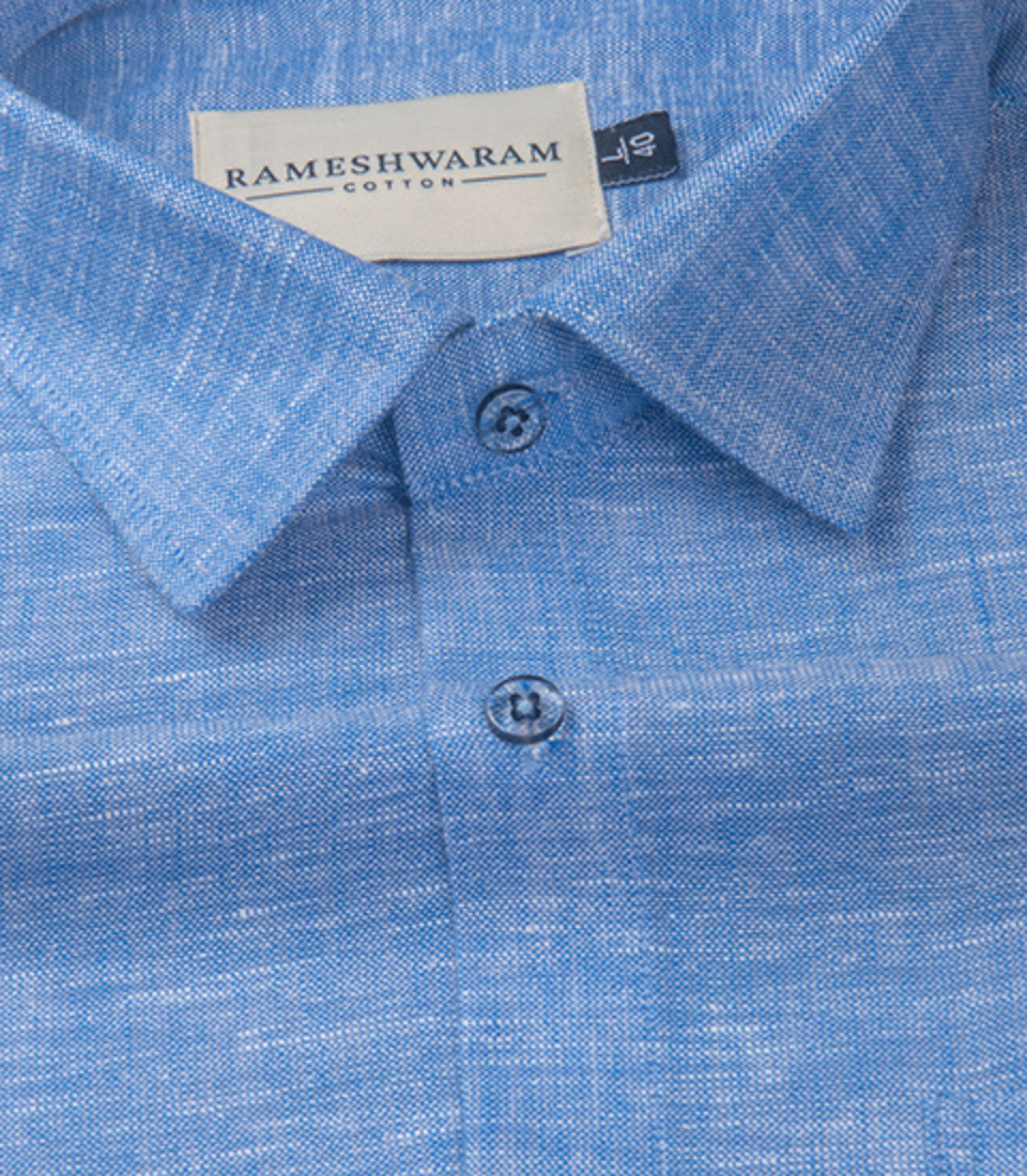 Velmora Luxurious Linen Vibrant Blue Formal For Men Shirt