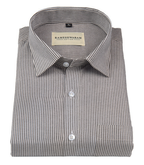 Corporate 100% Luxury Cotton Brown Micro-Stripe Men Shirt