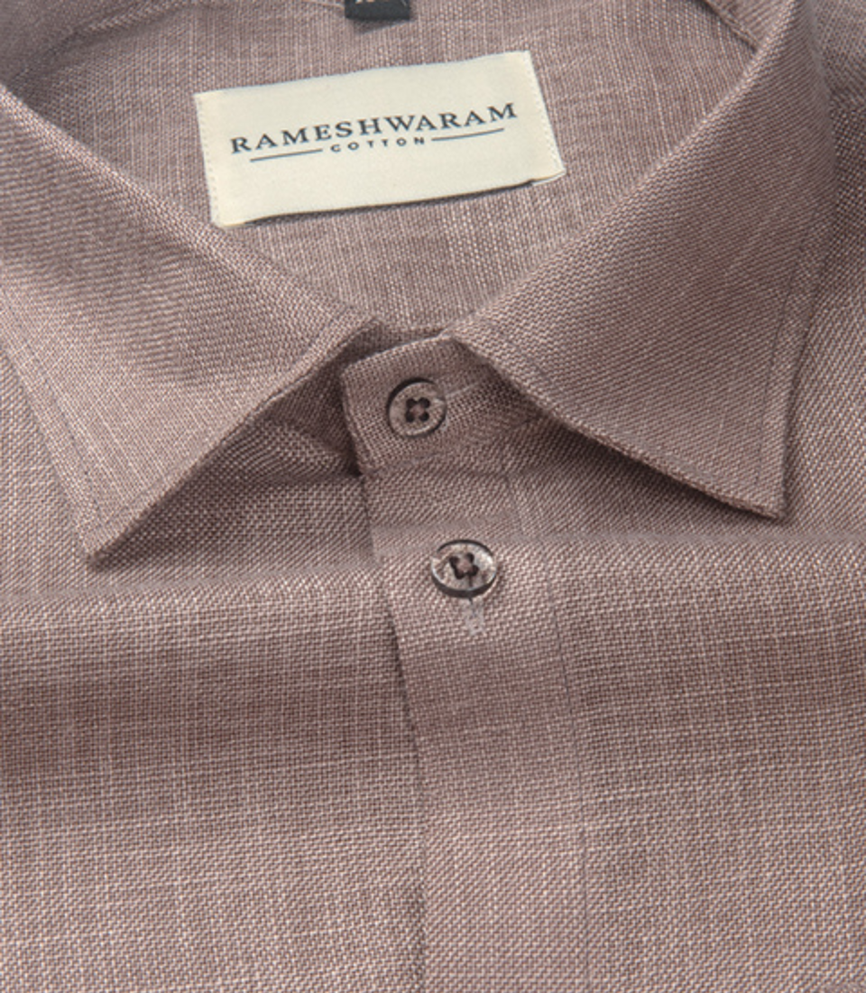 Cotton Linen Blend Light Brown Soft For Men Shirt