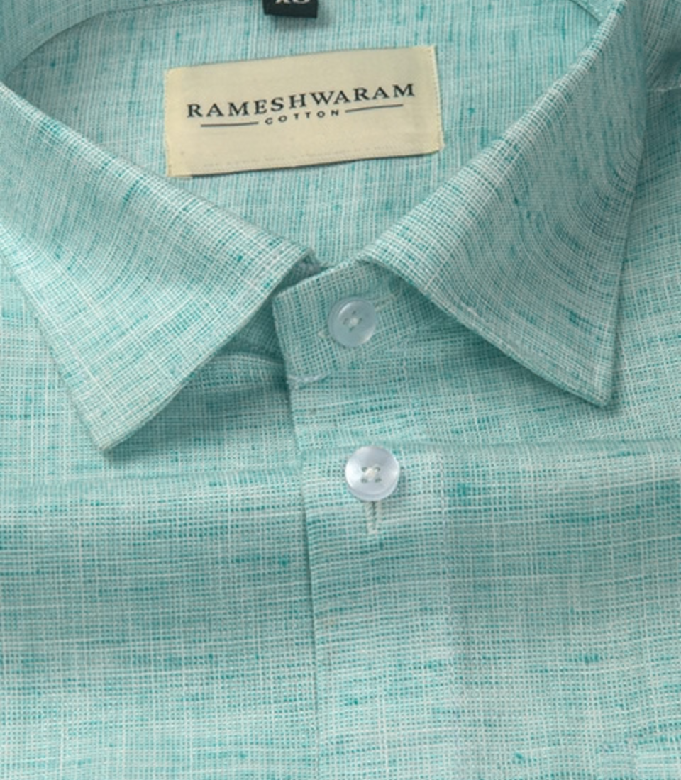 Pescora Italian Linen Seafoam Green For Men Shirt