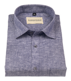 Velmora Luxurious Linen Dark Denim Blue For Men Shirt