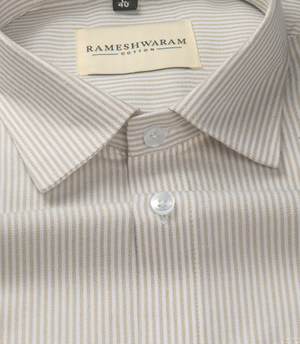 Corporate 100% Luxury Cotton Light Yellow Lining Formal For Men Shirt