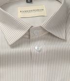 Corporate 100% Luxury Cotton Light Yellow Lining Formal For Men Shirt