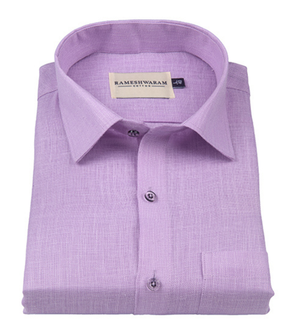 Cotton Linen Blend Light Lavender For Men Shirt