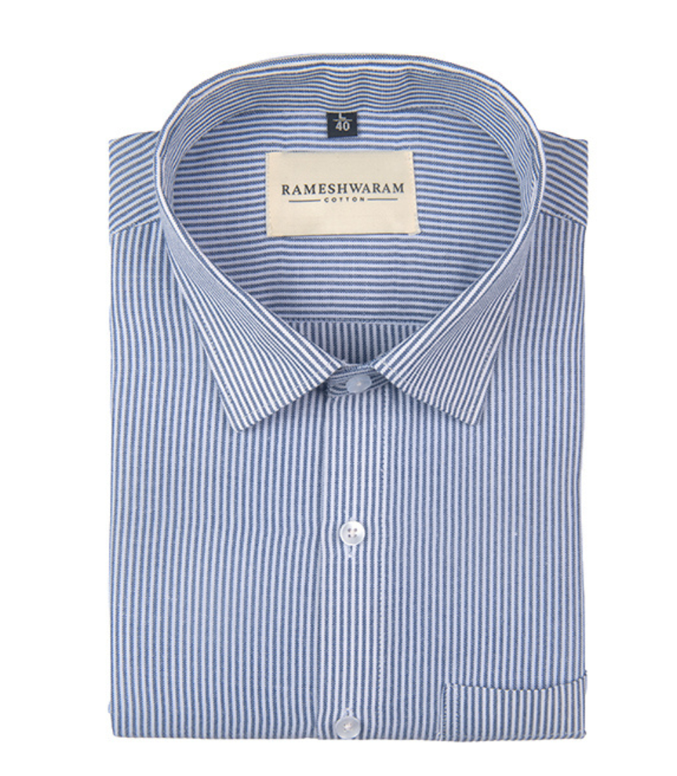 Corporate 100%  Luxury Cotton Blue-stripe For Men Shirt