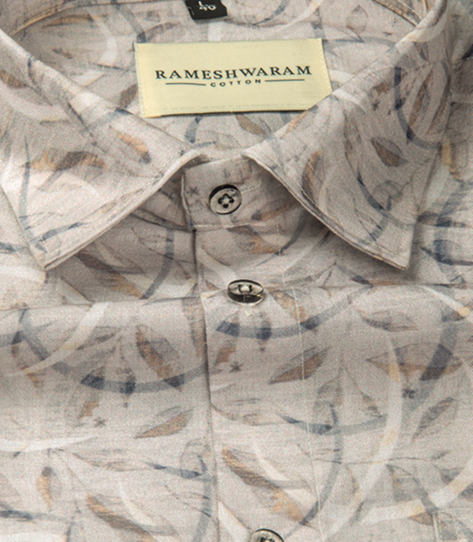 Premium Printed Cotton Oatmeal Multicolour For Men Shirt