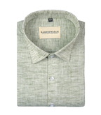 Pescora Italian Linen White Dark Green For Men Shirt
