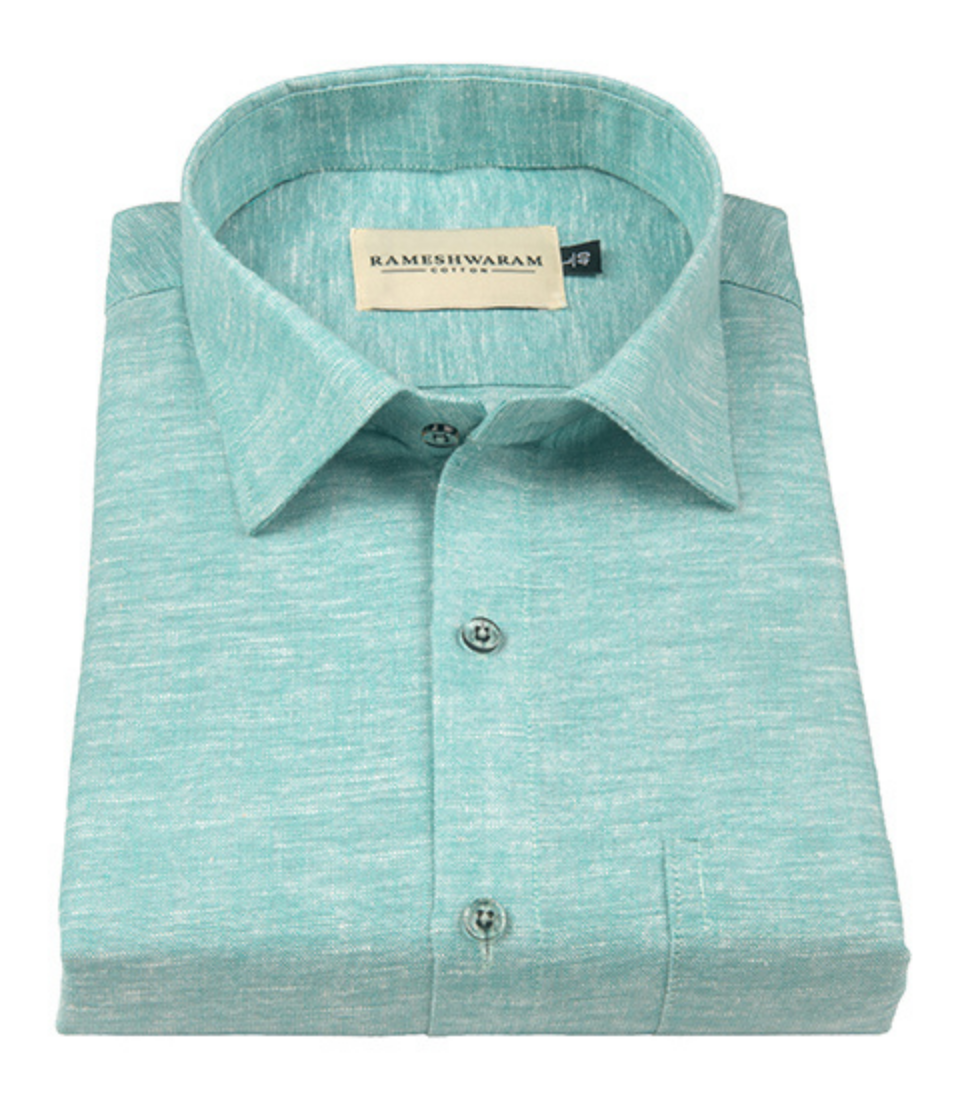 Velmora Luxurious Linen Seafoam Green For Men Shirt